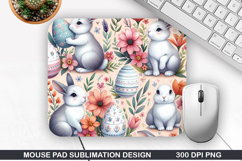 Bunny Mouse Pad Sublimation, Easter Bunny Mouse Pad PNG Product Image 1