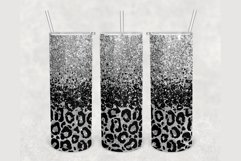 Silver Black Glitter Cheetah 20oz sublimation design tumbler Product Image 1