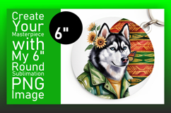 Bright Circle Design Keychain Template , Cute Dog Product Image 1