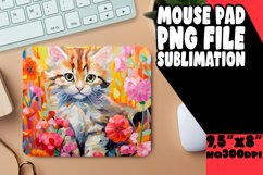 Floral Cat Mouse Pad for Print Sublimation PNG Product Image 1