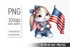 4th Of July Bunny Sublimation Clipart PNG Design Product Image 1