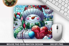 Snowman Mouse Pad Sublimation, Christmas Mouse Pad PNG Product Image 1