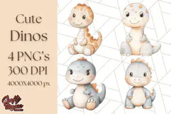 Cute Pastel Dinosaur Clipart PNG for Nursery Art, Baby Decor Product Image 1
