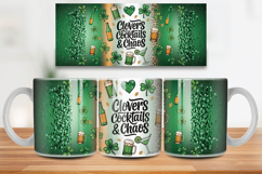Clovers Cocktails and Chaos Funny Irish Mug Wrap PNG Sublima Product Image 1