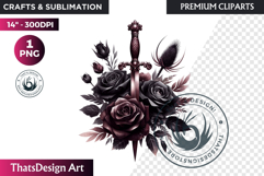 Dark flowers, wedding Florals PNG, Dark Romance Clipart Product Image 1