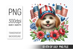 4th of July Dog Clipart PNG, Animal illustration for crafts Product Image 1