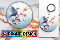 Playful Circle Keychain Sublimation, Birds Product Image 1