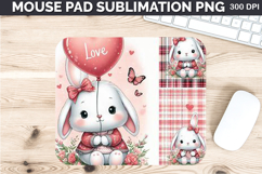 Watercolor Bunny Mouse Pad Sublimation - Valentines PNG Product Image 1