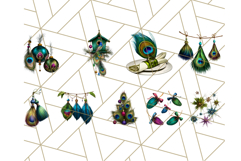 Peacock Christmas Clipart in Jewel Tones, Christmas Png Product Image 6