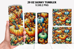 Pumpkins Skinny Tumbler 20oz Wrap Design, Halloween Tumbler Product Image 1