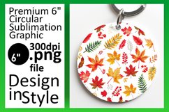 Fall Season Round Design with Autumn Watercolor Keychain Product Image 1