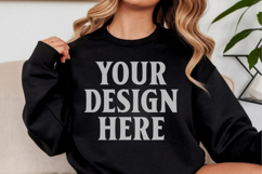Gildan 18000 Black Mockup , Crewneck Sweatshirt Boho Mock-up Product Image 1