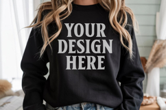 Black Gildan 18000 Crewnwck Sweatshirt Mockup, gildan 18000 Product Image 1