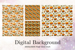 Pumpkin Seamless Pattern Background Autumn Digital Paper_78 Product Image 1