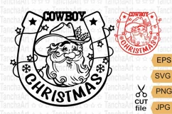 Cowboy Christmas svg printable, Santa cowboy SVG, PNG cut Product Image 1