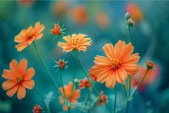 Vibrant orange cosmos flowers in bloom Product Image 1
