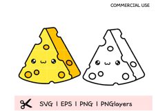 Kawaii Cheese Slice SVG Bundle | Cute Cartoon Cheese Clipart Product Image 1