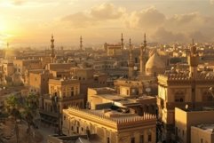 Golden sunset over middle eastern cityscape Product Image 1