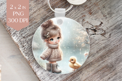 Rainy Day Girl with Duckling PNG Sublimation Product Image 1
