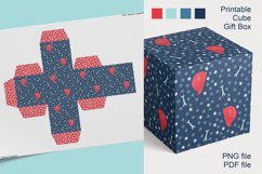 Printable Dark Blue Cube Box for Small Labor's Day Favors Product Image 2