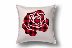 Rose SVG, buffalo plaid background, flower png sublimation. Product Image 2