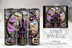 Cute Halloween house pumpkin purple tumbler 20oz wrap design Product Image 1