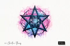 Pastel Witch Star Clipart | Watercolor Halloween PNG Product Image 1