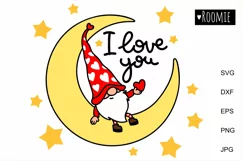 Valentine gnome I love you svg, Valentines day heart clipart Product Image 1