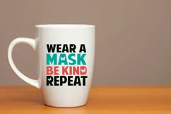 Mask SVG PNG EPS DXF Face Mask SVG BE KIND SVG Cut File Product Image 3