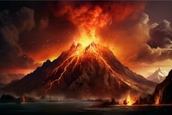 Majestic volcanic eruption at dusk Product Image 1