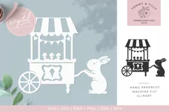 Rabbit & Ice Cream Cart - SVG Papercut Cutting File Product Image 1