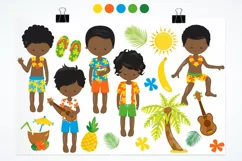 African American Hawaiian Luau Boys graphics - vectors Product Image 2