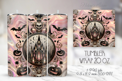 Cute Halloween house pink pastel tumbler 20oz wrap design Product Image 1