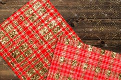 16 Luxury Gold and Red Glitter Plaid Tartan Digital Papers Product Image 3