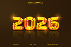 2026 Glowing Golden Text Effect Editable 3D Typography Product Image 1
