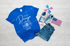 4th of July Mockup Gildan 64000 Softstyle Blue T-shirt Product Image 1