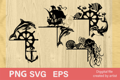 SVG corners, SVG door corners, SVG marine corners, sea svg Product Image 1