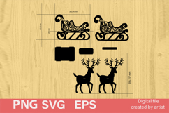Christmas decoration svg, Christmas sleigh svg, reindeer svg Product Image 2