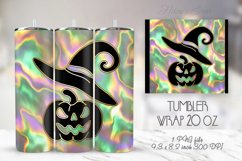 Cute Halloween black pattern green pastel tumbler 20oz wrap Product Image 1