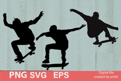 silhouette of skateboarders, skate sports, sports silhouette Product Image 1