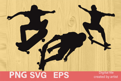 silhouette of skateboarders, skate sports, sports silhouette Product Image 1