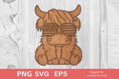 patriotic cow, longhair cow, file for cutting, cow america Product Image 1