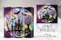 Cute Halloween house purple night tumbler 20oz wrap design Product Image 1