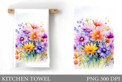 Wildflowers Kitchen Towel. Flowers Kitchen Towel Sublimation Product Image 1