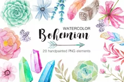 Watercolor Bohenian Nature Set - Free Design of The Week Product Image 1