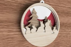 Christmas ornament laser cut file - Bunny family of 5 Product Image 4