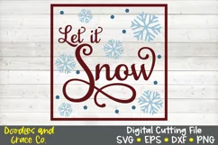 Let it Snow Glass Block - Christmas SVG - EPS - DXF - PNG Product Image 2