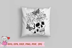 Skull Flower Butterfly Svg, Sugar Skull Svg Product Image 4