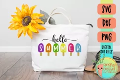 Hello Summer SVG, Popsicles SVG, Sign Shirt Tote Pillow Product Image 4