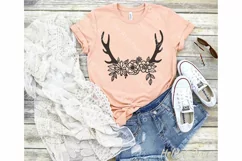 Deer antlers svg, Boho svg, Floral antlers svg Product Image 1